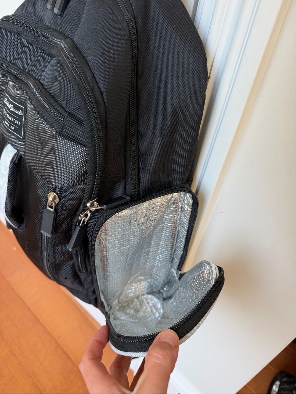 Eddie Bauer Black Diaper Backpack with cooling storage and wipe holder - Picture 2 of 6